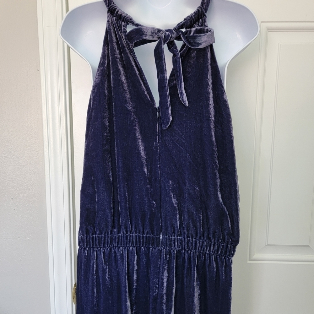 LOFT Velvet Halter Neck Sleeveless Jumpsuit Holiday Party Blue Purple Small - Picture 10 of 16